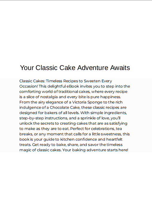Classic Cakes Recipe for Beginners - eBook PDF