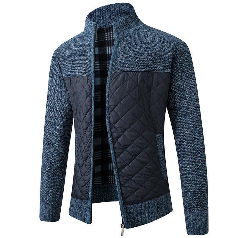 Men's Stand Collar Quilted Jacket – Lightweight Padded Zip-Up Coat
