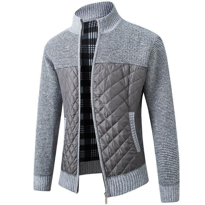 Men's Stand Collar Quilted Jacket – Lightweight Padded Zip-Up Coat