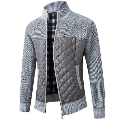 Men's Stand Collar Quilted Jacket – Lightweight Padded Zip-Up Coat