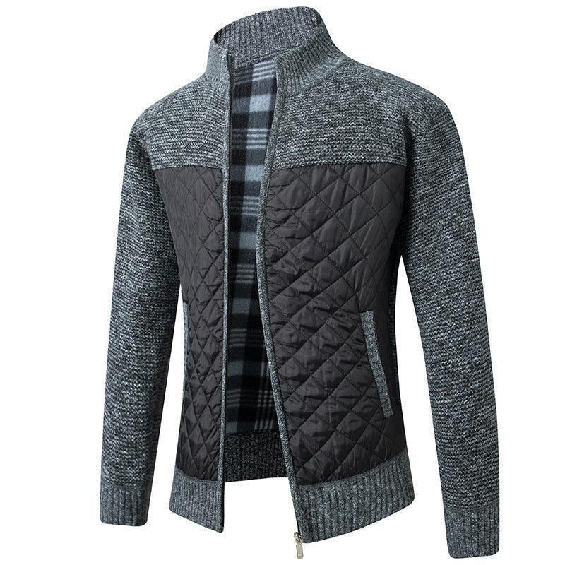 Men's Stand Collar Quilted Jacket – Lightweight Padded Zip-Up Coat