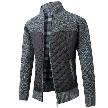 Men's Stand Collar Quilted Jacket – Lightweight Padded Zip-Up Coat