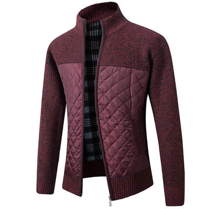 Men's Stand Collar Quilted Jacket – Lightweight Padded Zip-Up Coat