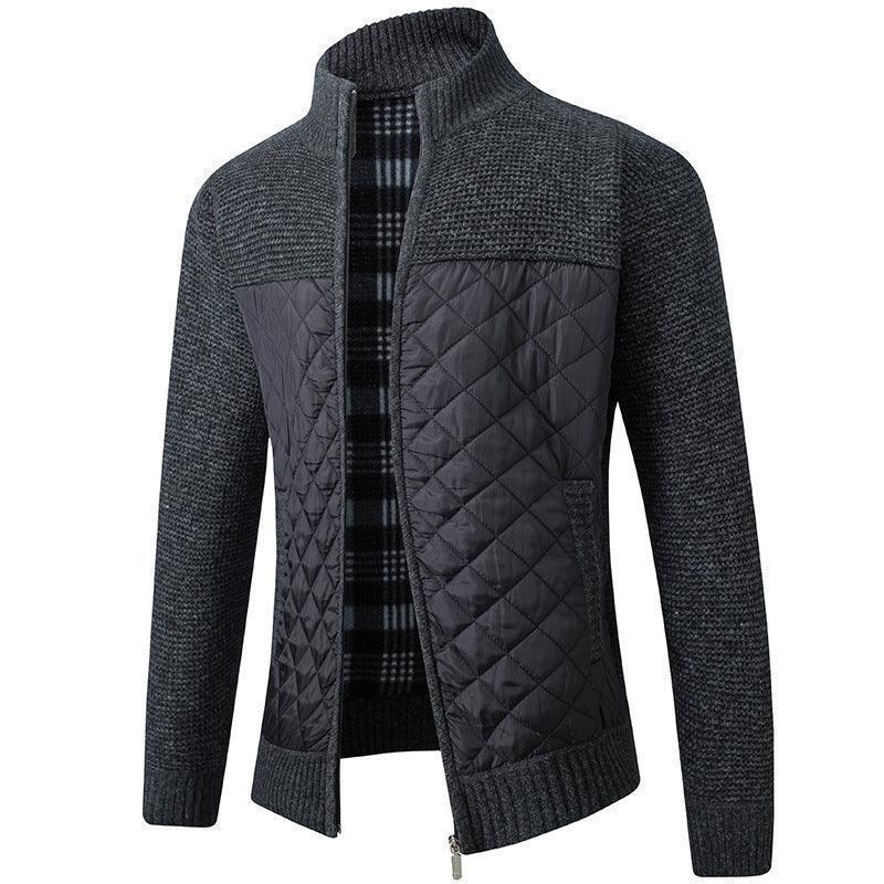 Men's Stand Collar Quilted Jacket – Lightweight Padded Zip-Up Coat