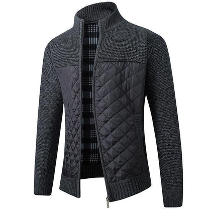 Men's Stand Collar Quilted Jacket – Lightweight Padded Zip-Up Coat