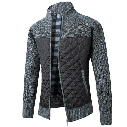 Men's Stand Collar Quilted Jacket – Lightweight Padded Zip-Up Coat