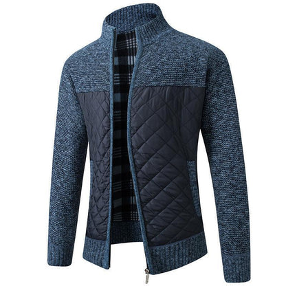 Men's Stand Collar Quilted Jacket – Lightweight Padded Zip-Up Coat